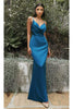 Ladivine 7487 - Satin Gown with Tie Open Back Design - Prom