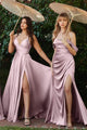 Ladivine 7488 - Satin Off-Shoulder Draped Gown - Prom