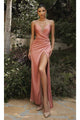 Ladivine 7489 - Draped V-Neck Fitted Long Gown - Prom