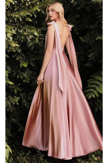 Ladivine 7490 - Affordable Soft Satin Prom A-Line Gown - Prom