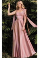 Ladivine 7490 - Affordable Soft Satin Prom A-Line Gown - Prom