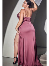 Ladivine 7494C - High Slit V-Neck Evening Gown