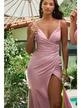 Ladivine 7494C - High Slit V-Neck Evening Gown