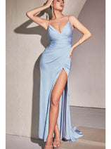 Ladivine 7494C - High Slit V-Neck Evening Gown