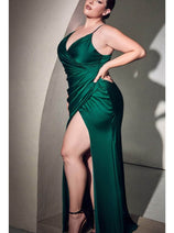 Ladivine 7494C - High Slit V-Neck Evening Gown
