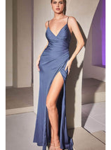 Ladivine 7494C - High Slit V-Neck Evening Gown
