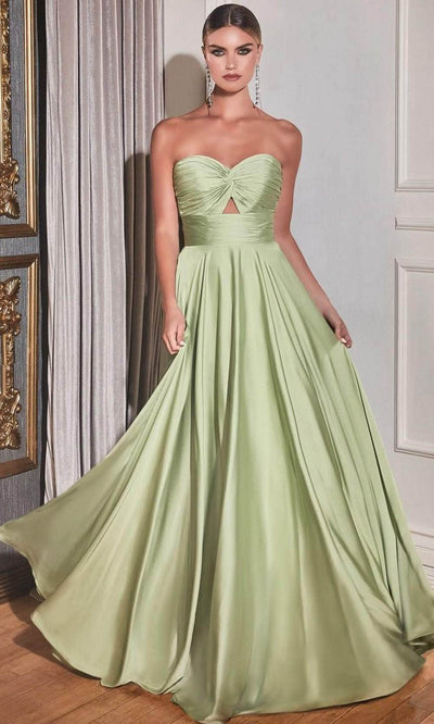 Ladivine 7496 - Keyhole Strapless Satin Gown - Prom