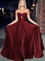 Ladivine 7496 Strapless Sweetheart Design with Keyhole A-Line Dress