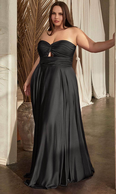 Ladivine 7496C - Sweetheart Knotted Evening Gown - Black / 16 - Prom
