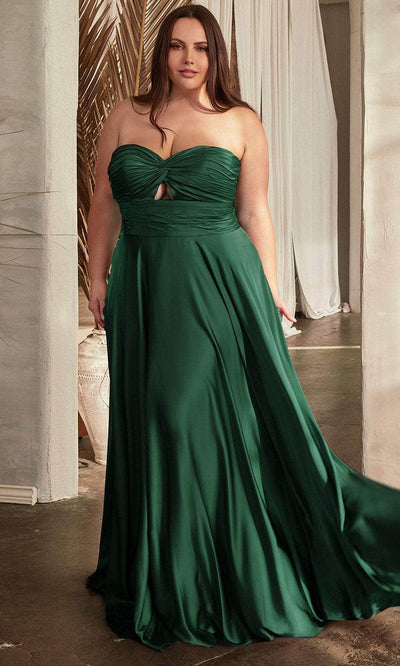 Ladivine 7496C - Sweetheart Knotted Evening Gown - Hunter Green / 16 - Prom