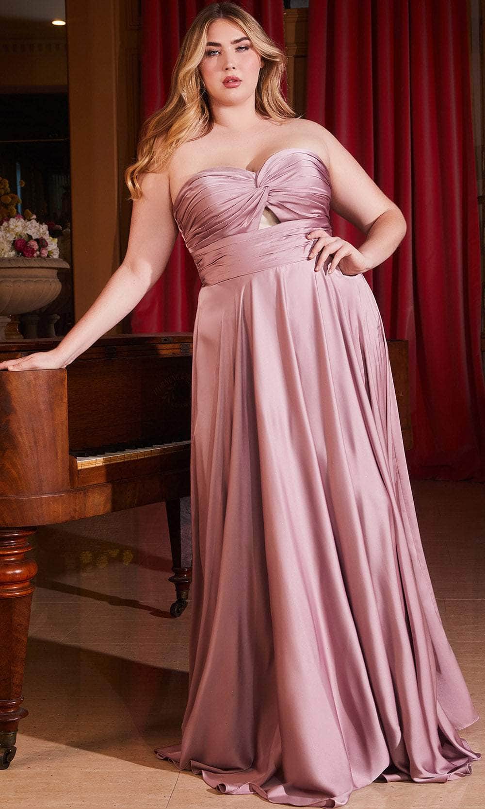 Ladivine 7496C - Sweetheart Knotted Evening Gown - Rose Gold / 16 - Prom