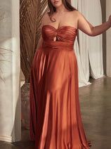 Ladivine 7496C - Sweetheart Knotted Evening Gown