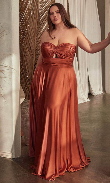 Ladivine 7496C - Sweetheart Knotted Evening Gown - Sienna / 16 - Prom