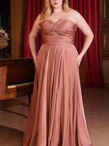 Ladivine 7496C - Sweetheart Knotted Evening Gown