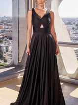 Black Christmas & Holiday Dress in Satin by Ladivine 7497