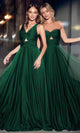 Ladivine 7497 - Ruched V-Neck Knotted Prom Gown - Prom