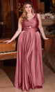Ladivine 7497 - Ruched V-Neck Knotted Prom Gown - Prom