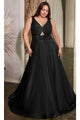 Ladivine 7497C - V-Neck Gown with Knot Details - Prom