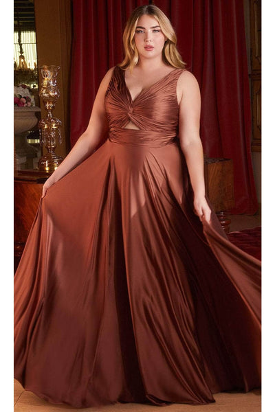 Ladivine 7497C - V-Neck Gown with Knot Details - Prom