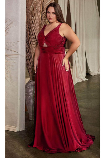 Ladivine 7497C - V-Neck Gown with Knot Details - Prom