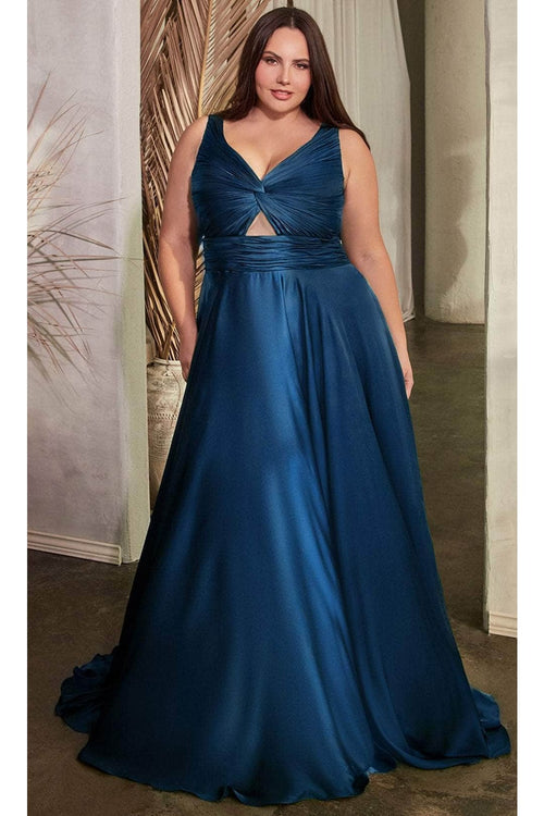 Ladivine 7497C - V-Neck Gown with Knot Details - Prom