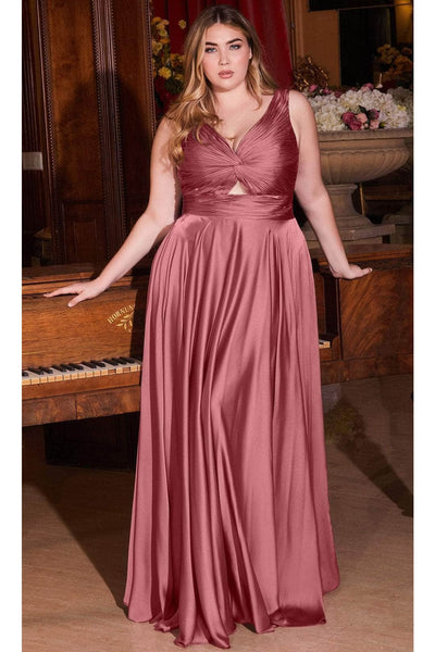 Ladivine 7497C - V-Neck Gown with Knot Details - Prom