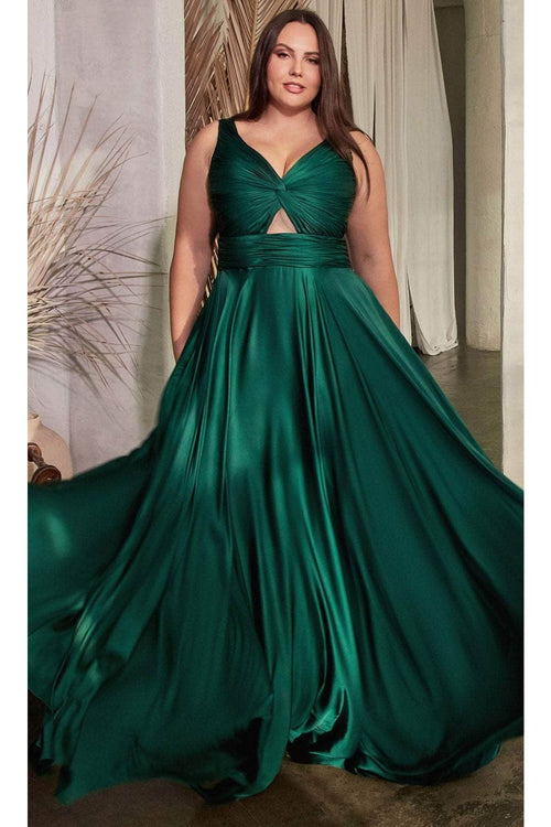 Ladivine 7497C - V-Neck Gown with Knot Details - Prom