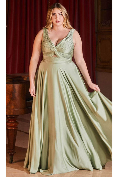 Ladivine 7497C - V-Neck Gown with Knot Details - Prom