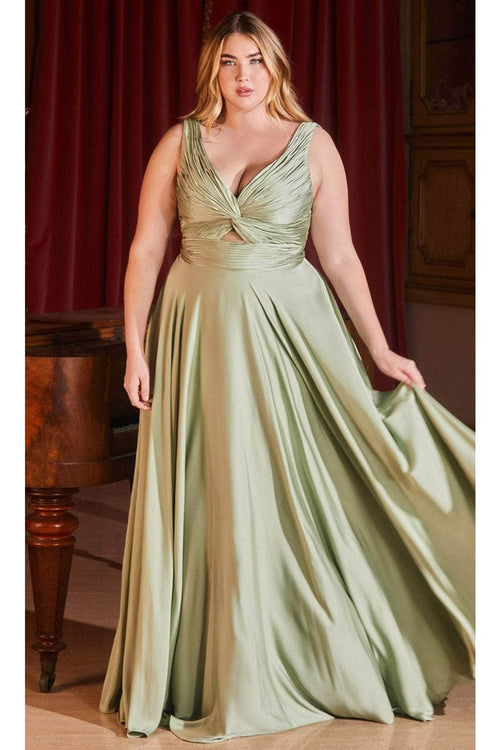 Ladivine 7497C - V-Neck Gown with Knot Details - Prom