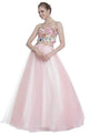 Ladivine 7637 - Floral Lace Sweetheart Long Formal Gown - Prom