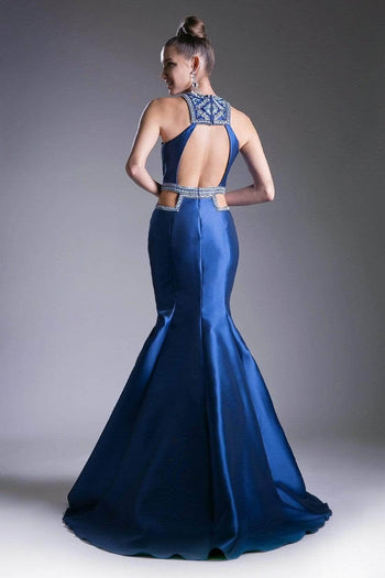 Ladivine 83789 - Beaded Halter Neck Mermaid Evening Gown - Prom