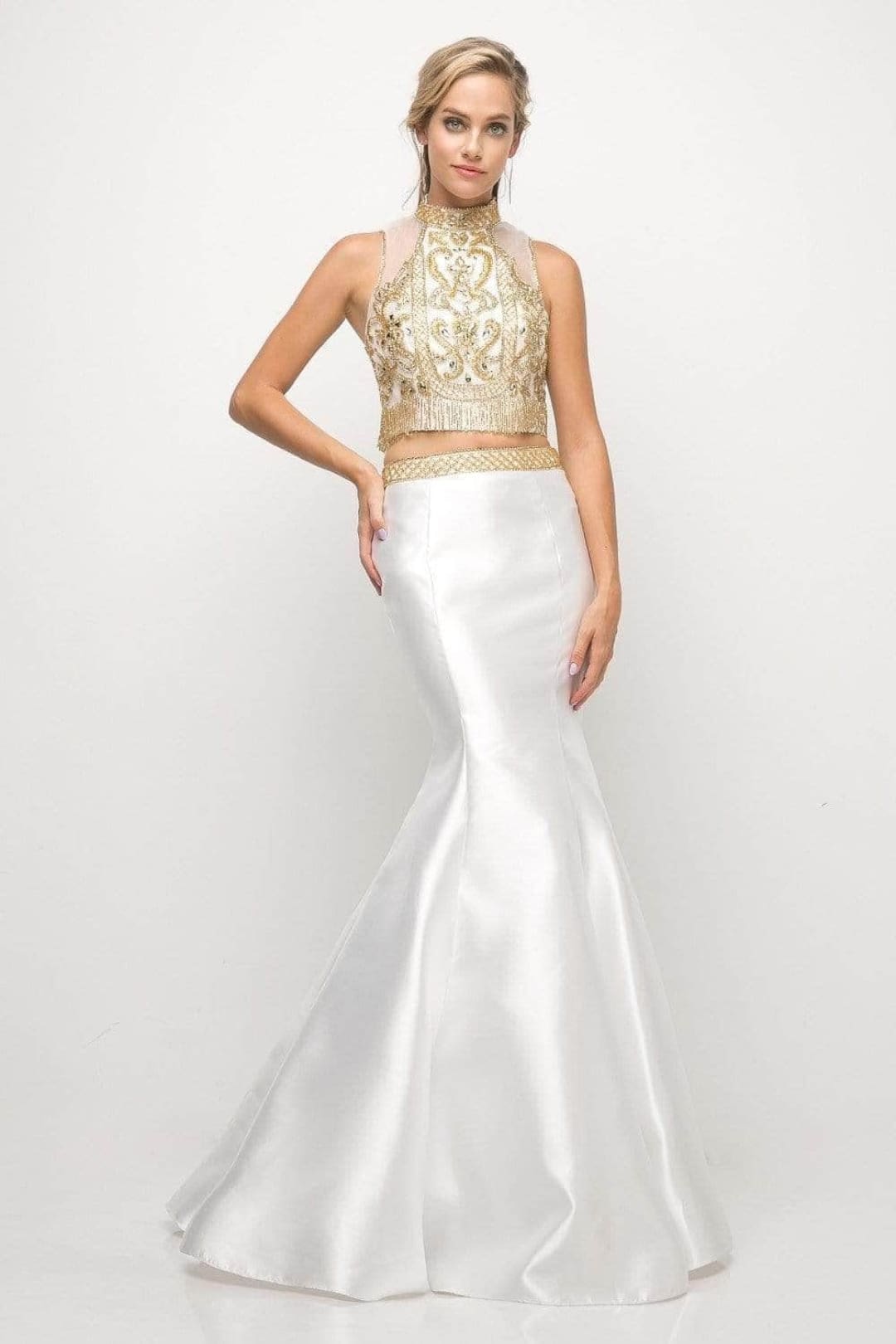Ladivine 84016 Beaded Two Piece Halter Mermaid - Prom