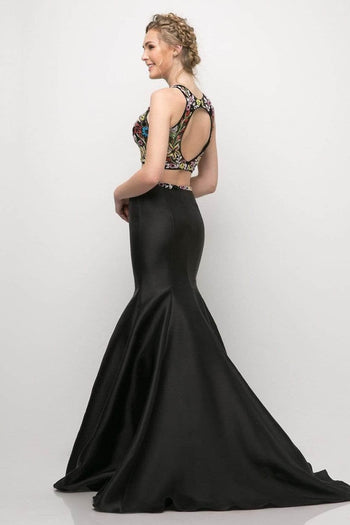 Ladivine 84267 - Two-Piece Beaded Mermaid Formal Dress - Prom