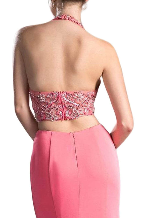 Ladivine 85201 - Adorned High Halter Fitted Evening - Prom