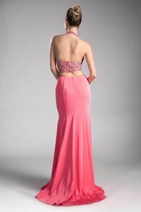 Ladivine 85201 - Adorned High Halter Fitted Evening - Prom