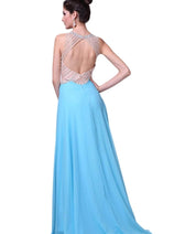 Ladivine 8733 - Crystal Adorned A-Line Evening Gown