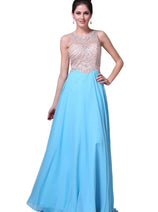 Ladivine 8733 - Crystal Adorned A-Line Evening Gown