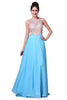 Ladivine 8733 - Crystal Adorned A-Line Evening Gown - Prom