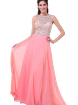 Ladivine 8733 - Crystal Adorned A-Line Evening Gown