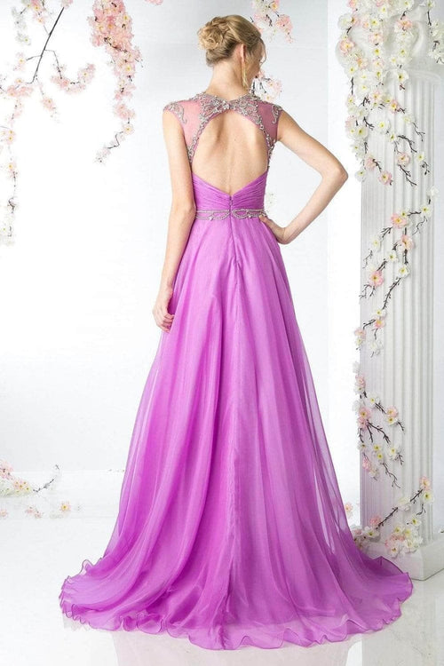Ladivine 8785 - Crystal Adorned Ruched Evening Gown - Prom