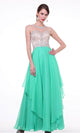 Ladivine 8791 - Tiered A-Line Adorned Evening Gown - Prom