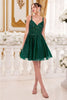 Cinderella Divine-9245 Glitter Floral Applique A-line Tulle Cocktail Dress - EMERALD / XS - Dress