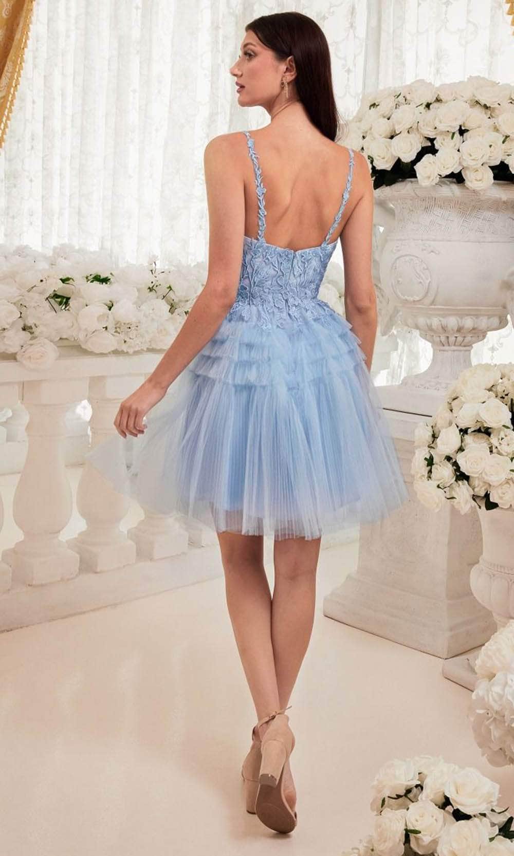 Ladivine 9310 - Embroidered A-Line Cocktail Dress - Prom