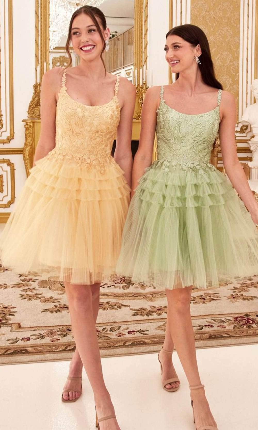 Ladivine 9310 - Embroidered A-Line Cocktail Dress - Sage / XXS - Prom