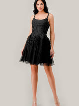 Ladivine 9310 - Embroidered A-Line Cocktail Dress