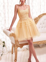 Ladivine 9310 - Embroidered A-Line Cocktail Dress