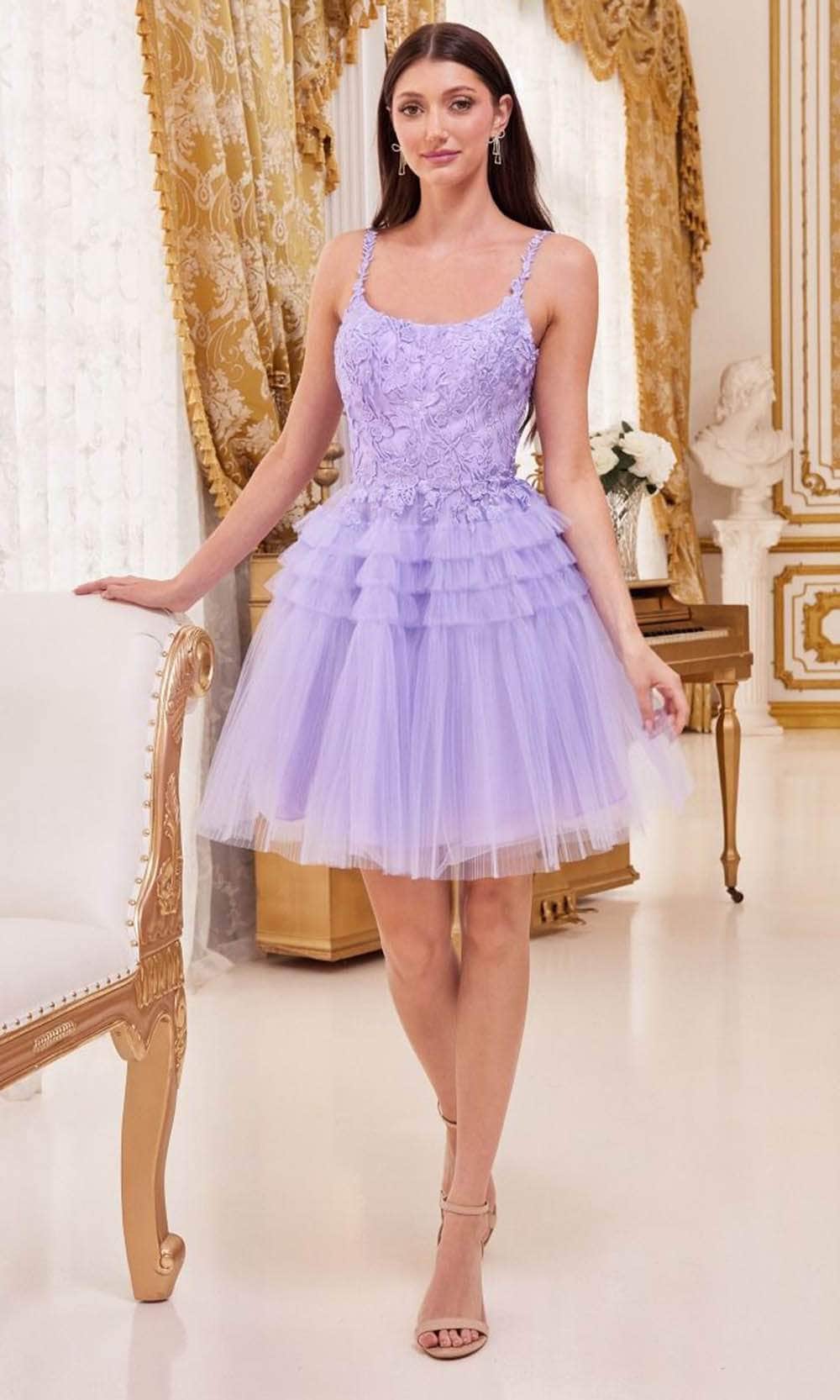 Ladivine 9310 - Embroidered A-Line Cocktail Dress - Prom