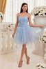Ladivine 9310 Lace Applique Pleated Tulle Short Homecoming Dress
