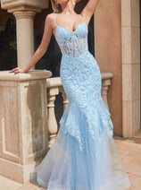 Ladivine by Cinderella Divine Dresses - Ladivine 9316 Embroidered Sheer Corset Prom Dress