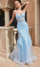 Ladivine by Cinderella Divine Dresses - Ladivine 9316 Embroidered Sheer Corset Prom Dress - Prom